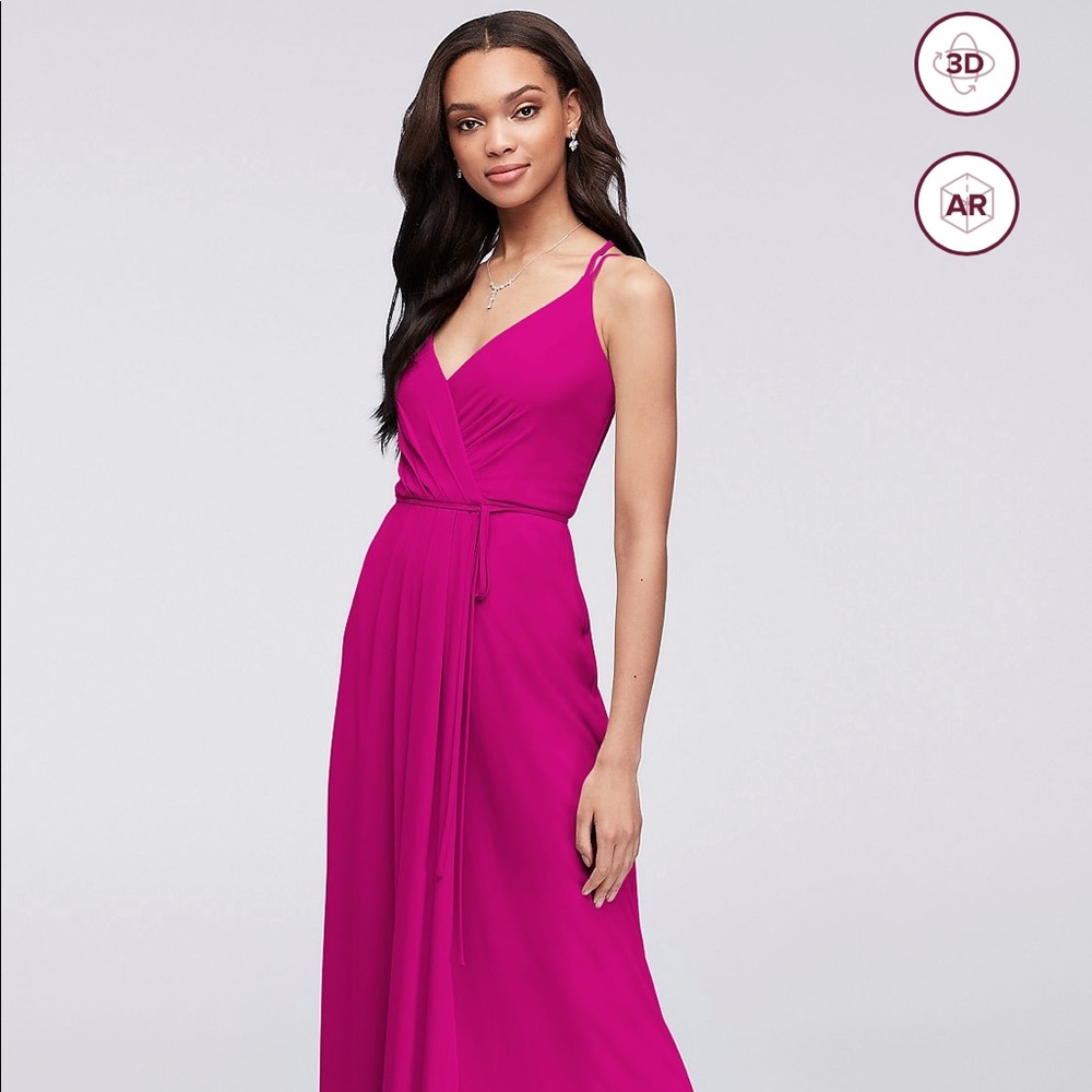 David’s bridal long bridesmaid dress begonia color